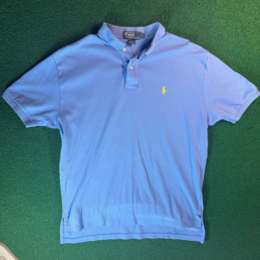 Size L Mens – Polo Ralph Lauren Light Blue Yellow Pony Cotton Polo Shirt